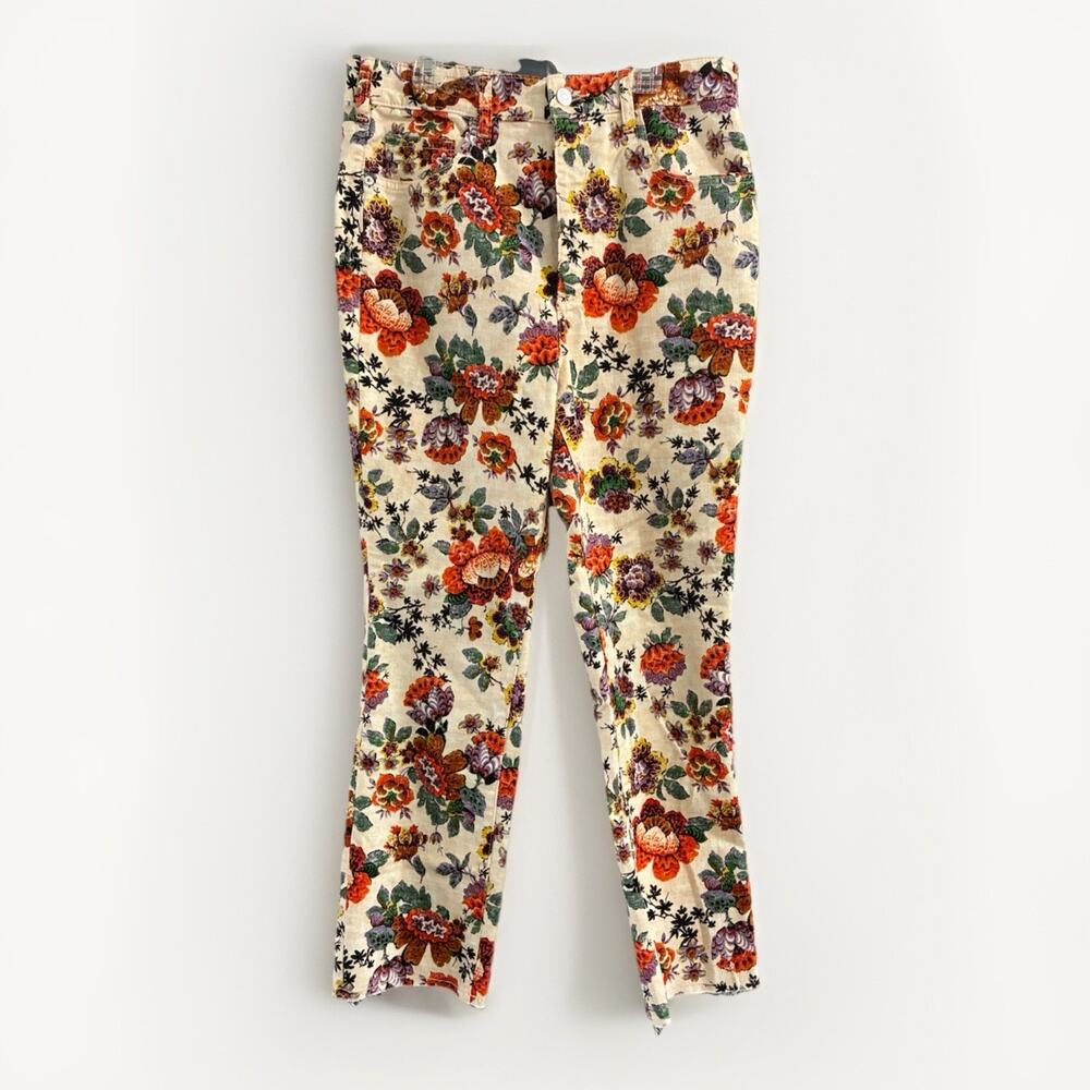 Pilcro The Cigarette Slim Straight Raw Hem Jeans in floral - size 31